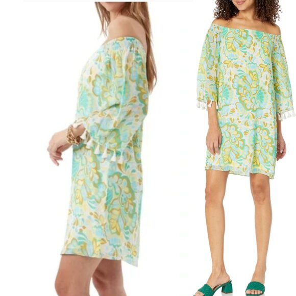 Trina Turk Amaris Off-The-Shoulder Silk Blend Mini Dress Small - Picture 2 of 16